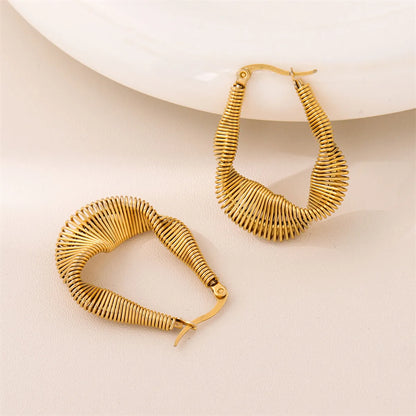 1 Pair Retro Simple Style U Shape Twist Plating Stainless Steel 18k Gold Plated Earrings