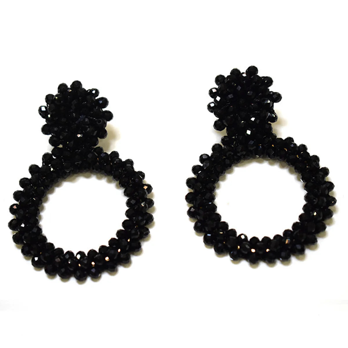 1 Pair Retro Solid Color Beaded Seed Bead Earrings