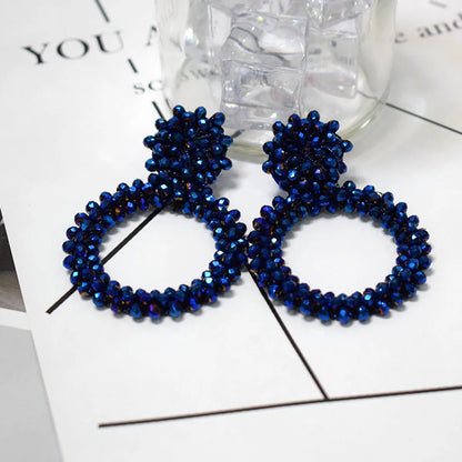 1 Pair Retro Solid Color Beaded Seed Bead Earrings