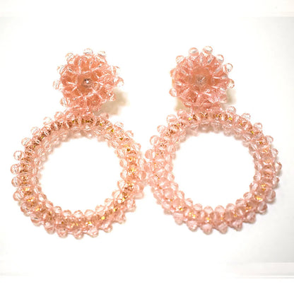 1 Pair Retro Solid Color Beaded Seed Bead Earrings