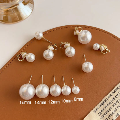 1 Pair Retro Solid Color Imitation Pearl Women'S Ear Clips Ear Studs