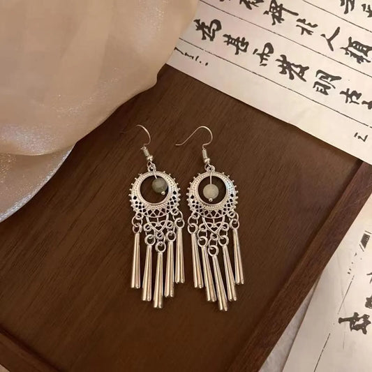 1 Pair Retro Solid Color Plating Alloy Gold Plated Drop Earrings