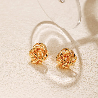 1 Pair Retro Solid Color Plating Copper Gold Plated Ear Studs