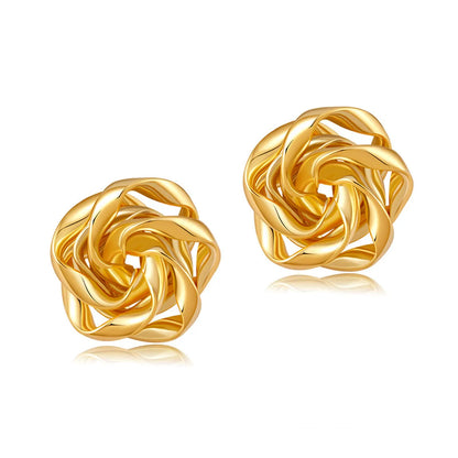 1 Pair Retro Solid Color Plating Copper Gold Plated Ear Studs