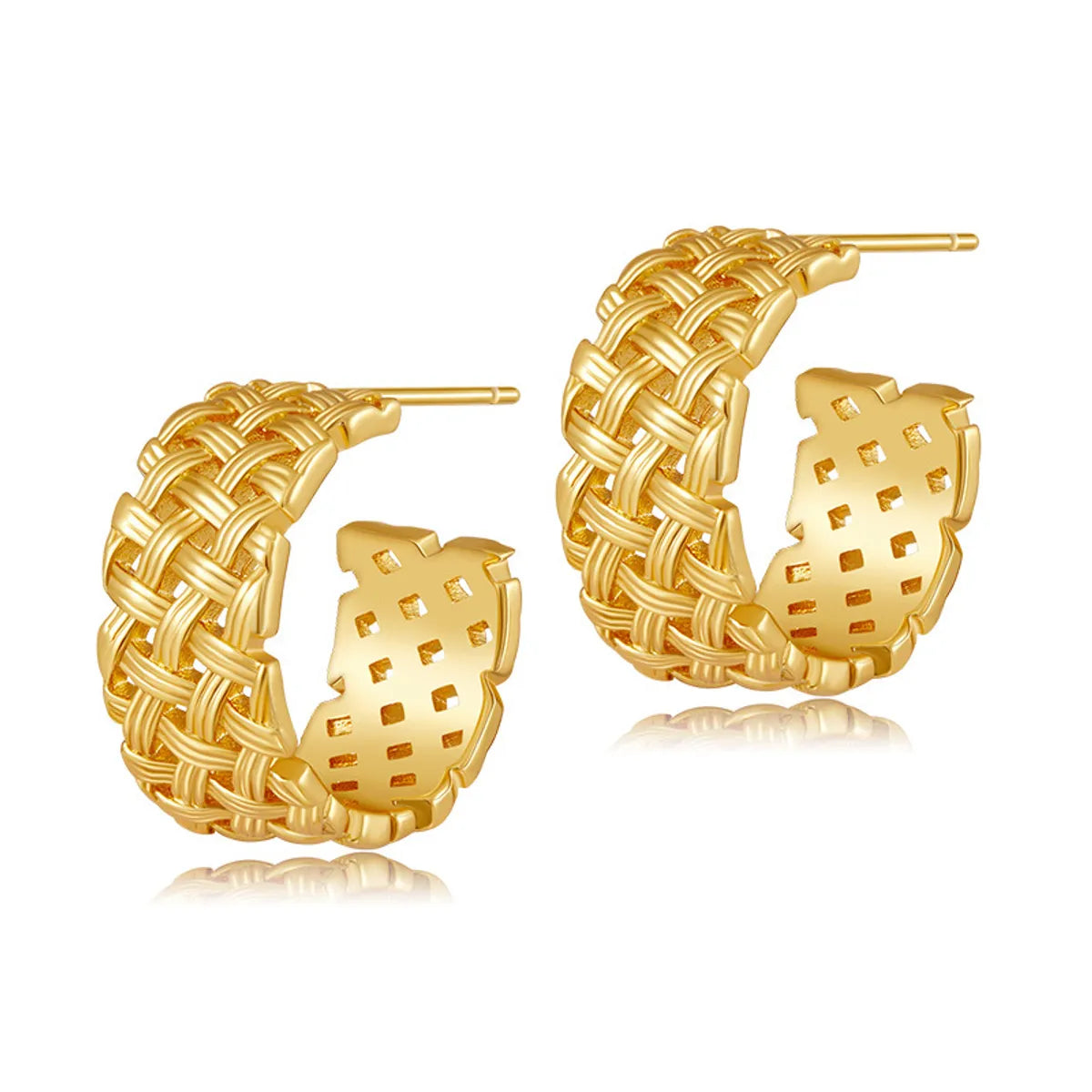 1 Pair Retro Solid Color Plating Copper Gold Plated Ear Studs