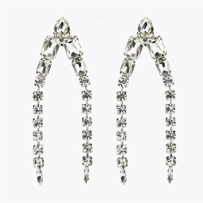 1 Pair Retro Solid Color Plating Inlay Alloy Rhinestones Drop Earrings