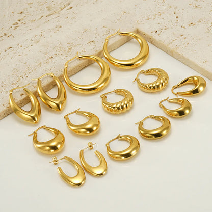 1 Pair Retro Solid Color Plating Stainless Steel 18k Gold Plated Earrings