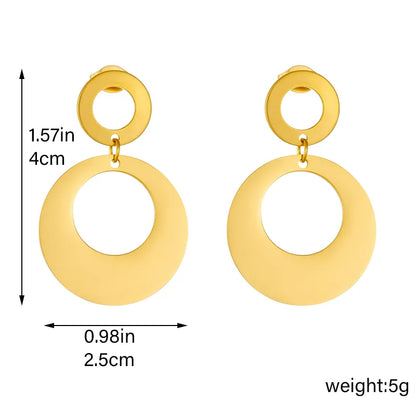 1 Pair Retro Solid Color Plating 304 Stainless Steel No Inlaid 18K Gold Plated Drop Earrings