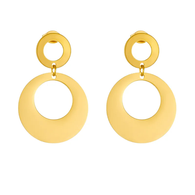 1 Pair Retro Solid Color Plating 304 Stainless Steel No Inlaid 18K Gold Plated Drop Earrings