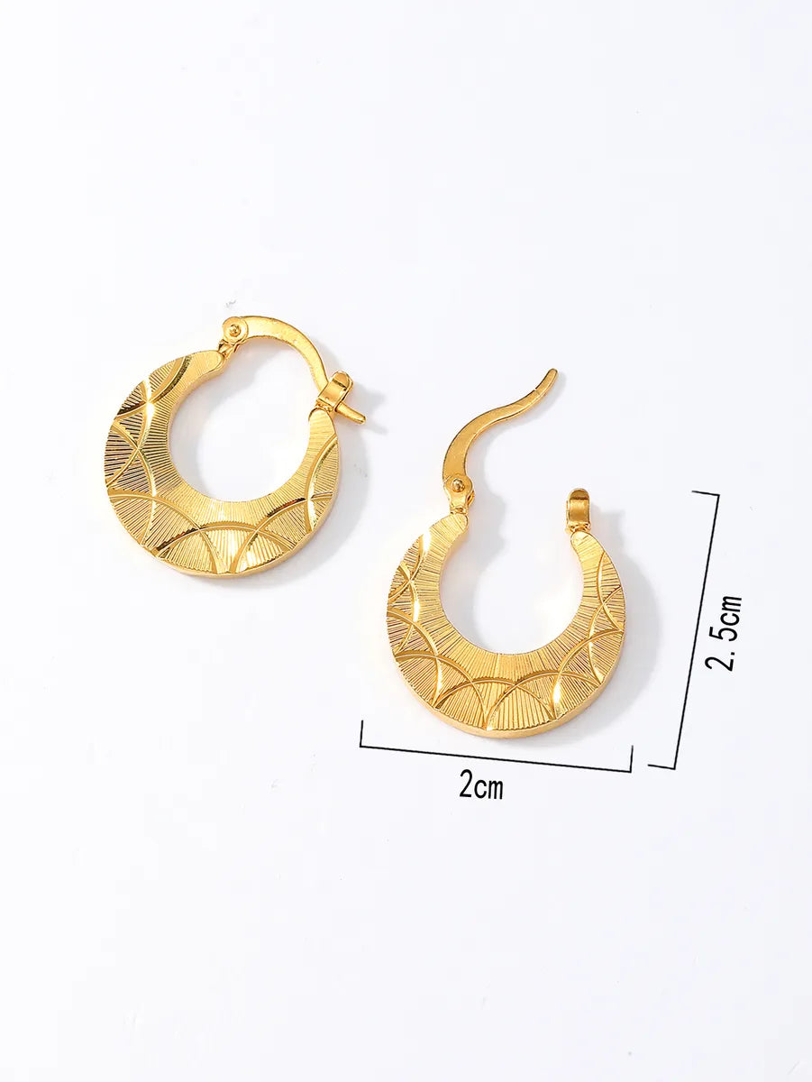 1 Pair Retro Solid Color Stainless Steel Plating Hoop Earrings