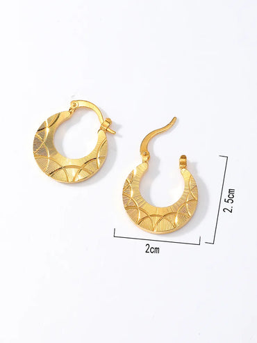 1 Pair Retro Solid Color Stainless Steel Plating Hoop Earrings