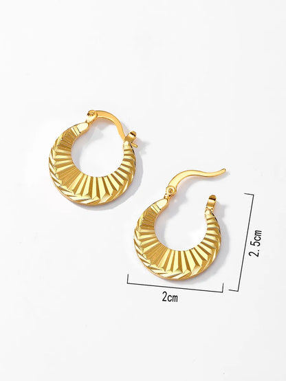 1 Pair Retro Solid Color Stainless Steel Plating Hoop Earrings