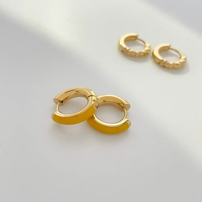 1 Pair Retro Solid Color Titanium Steel Plating Gold Plated Earrings