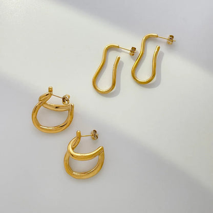 1 Pair Retro Solid Color Titanium Steel Plating Gold Plated Earrings