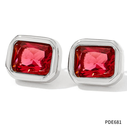 1 Pair Retro Square Plating Inlay 304 Stainless Steel Zircon 16K Gold Plated White Gold Plated Gold Plated Ear Studs