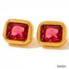 1 Pair Retro Square Plating Inlay 304 Stainless Steel Zircon 16K Gold Plated White Gold Plated Gold Plated Ear Studs