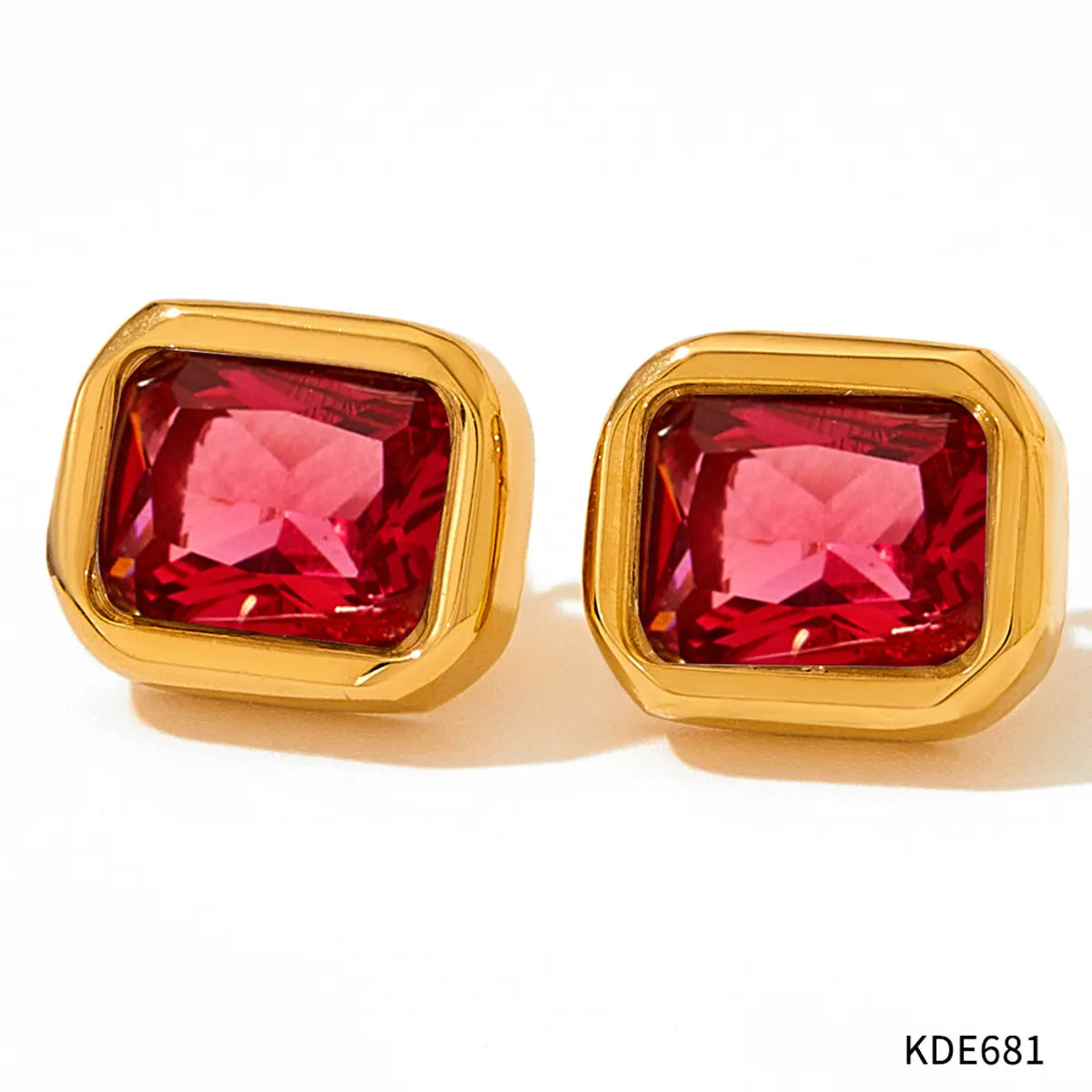 1 Pair Retro Square Plating Inlay 304 Stainless Steel Zircon 16K Gold Plated White Gold Plated Gold Plated Ear Studs