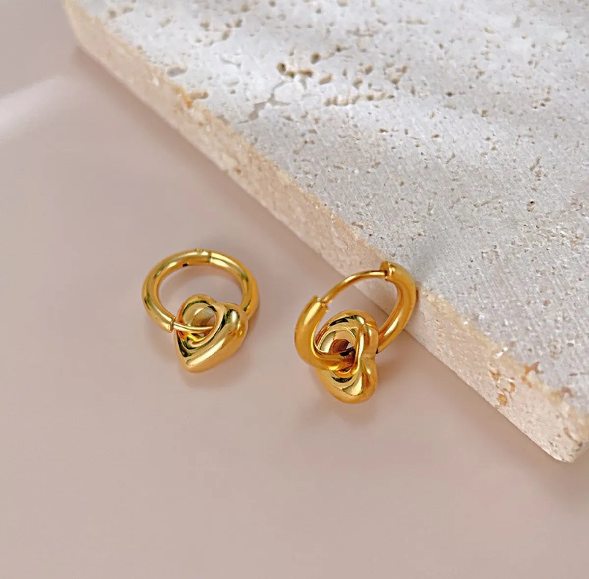 1 Pair Retro Star Heart Shape Plating Titanium Steel 18k Gold Plated Drop Earrings