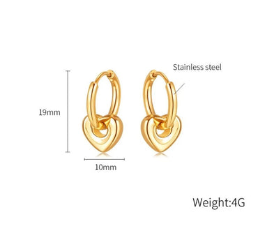 1 Pair Retro Star Heart Shape Plating Titanium Steel 18k Gold Plated Drop Earrings