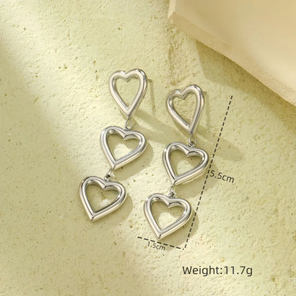 1 Pair Retro Star Heart Shape Titanium Steel Drop Earrings