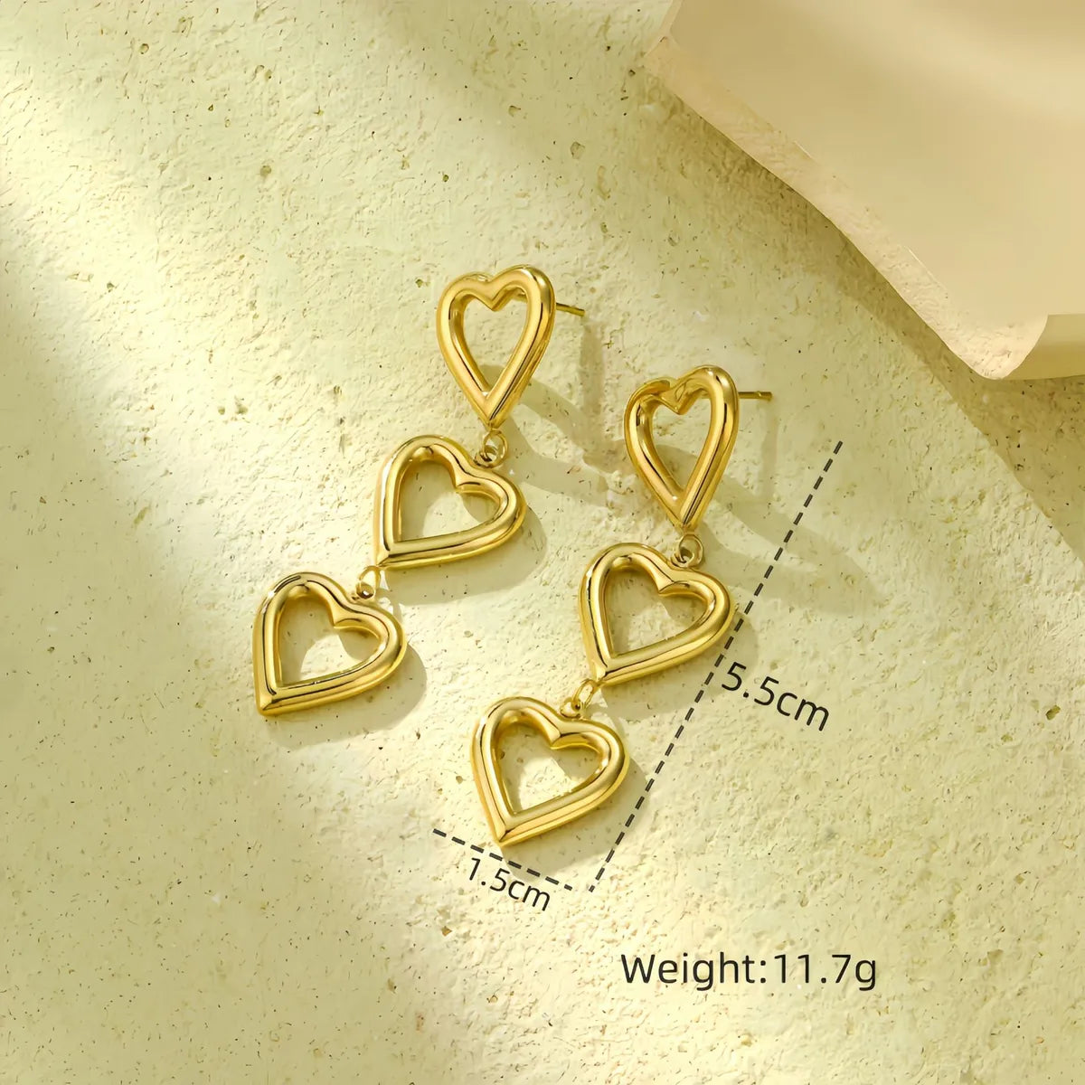 1 Pair Retro Star Heart Shape Titanium Steel Drop Earrings