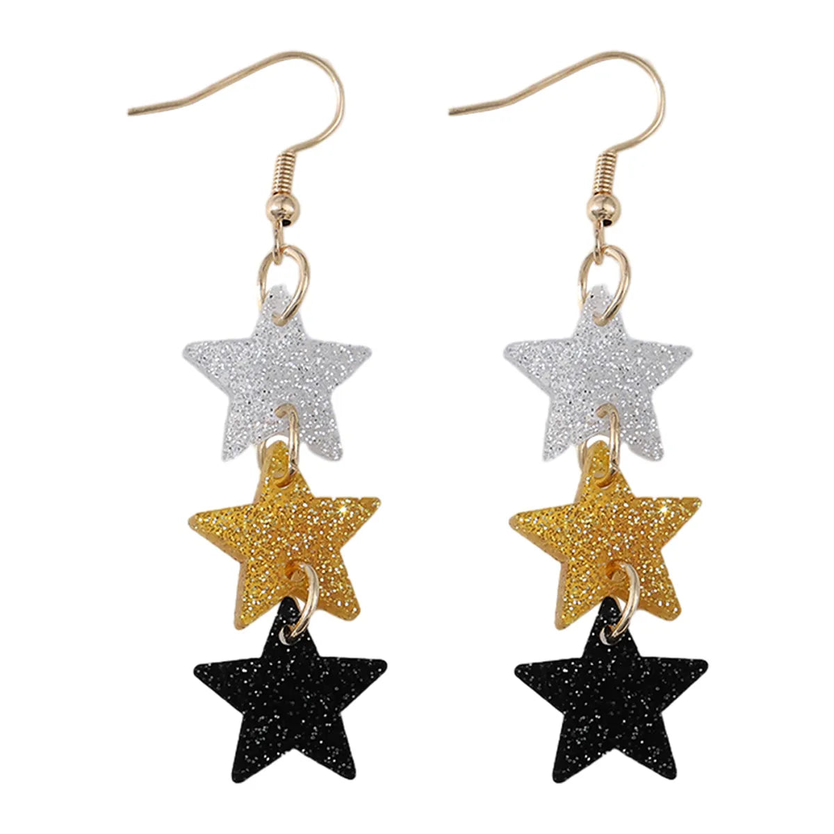 1 Pair Retro Star Printing Arylic Drop Earrings