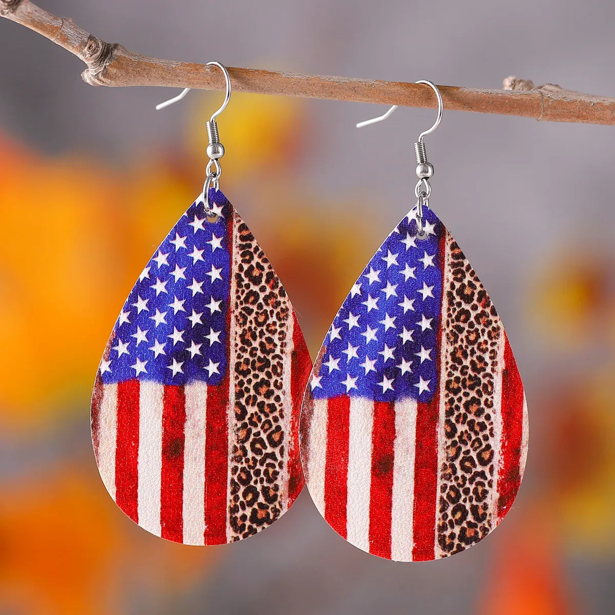 1 Pair Retro Star Water Droplets Pu Leather Drop Earrings