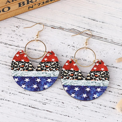 1 Pair Retro Star Water Droplets Wood Drop Earrings