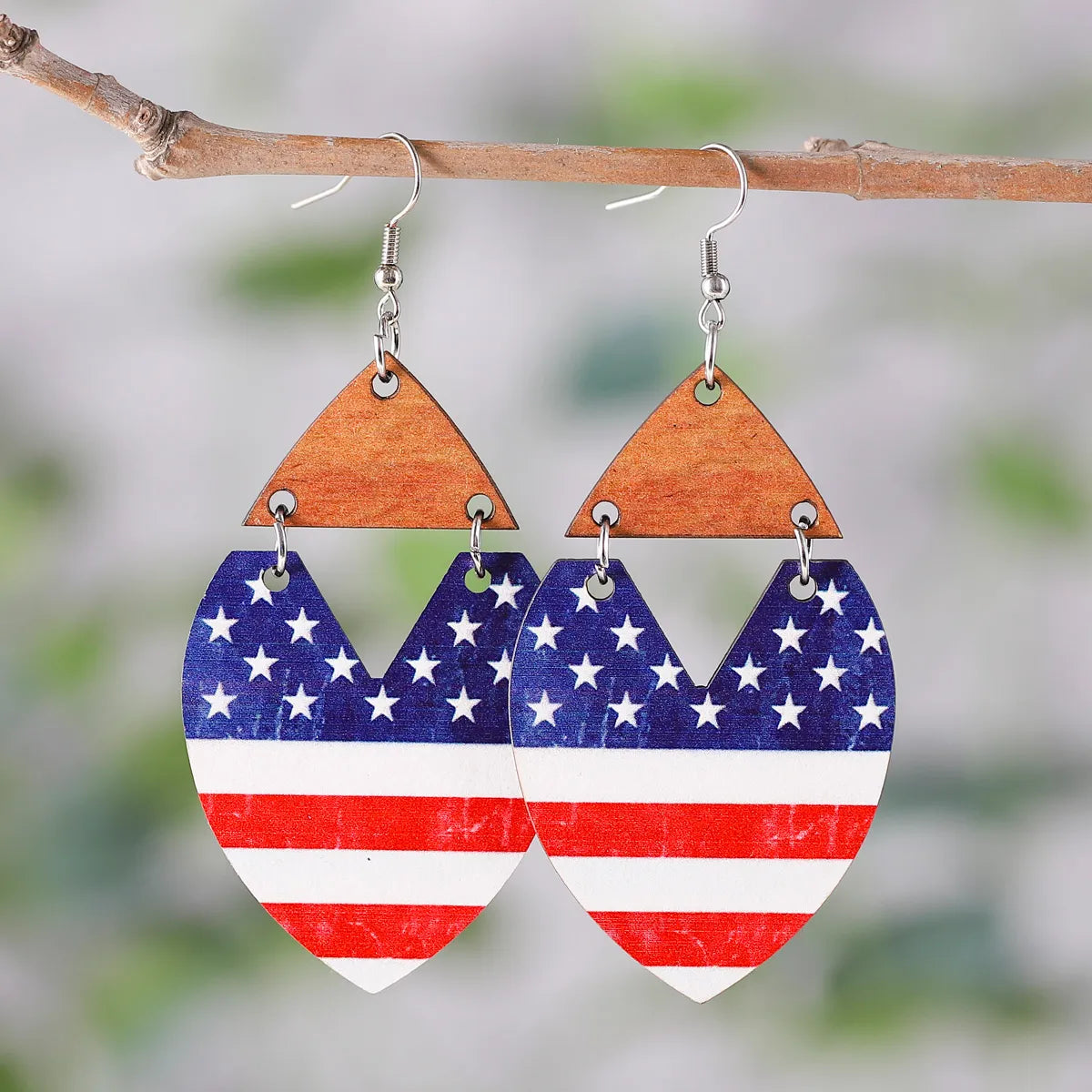 1 Pair Retro Star Wood Drop Earrings