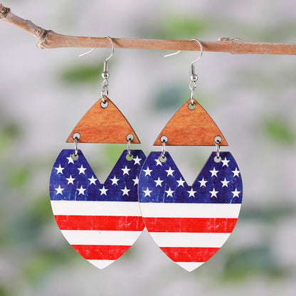 1 Pair Retro Star Wood Drop Earrings