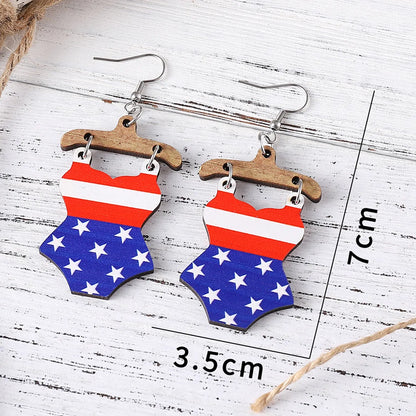 1 Pair Retro Star Wood Drop Earrings