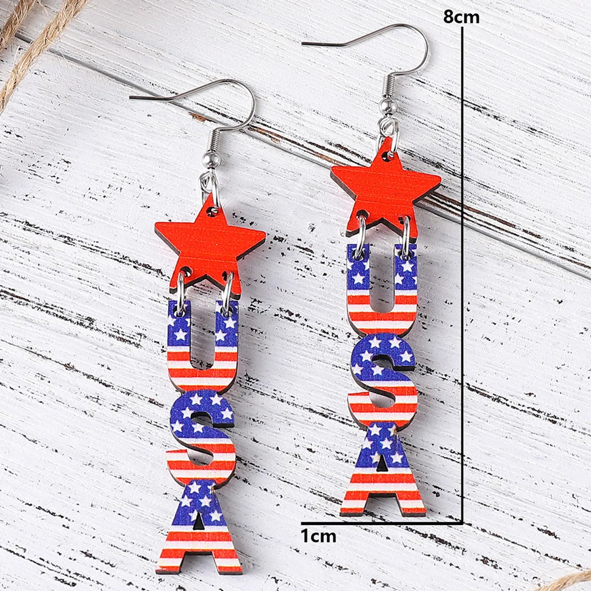 1 Pair Retro Star Wood Drop Earrings