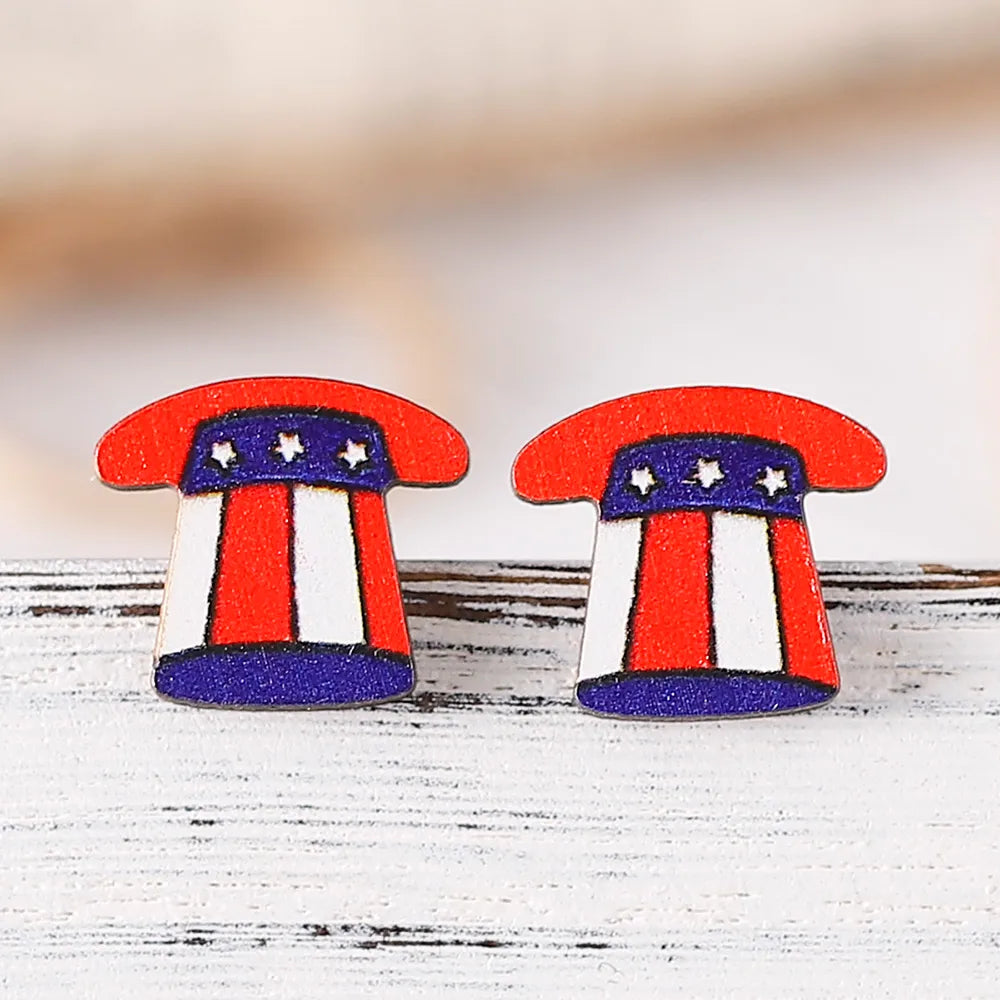 1 Pair Retro Star Wood Ear Studs