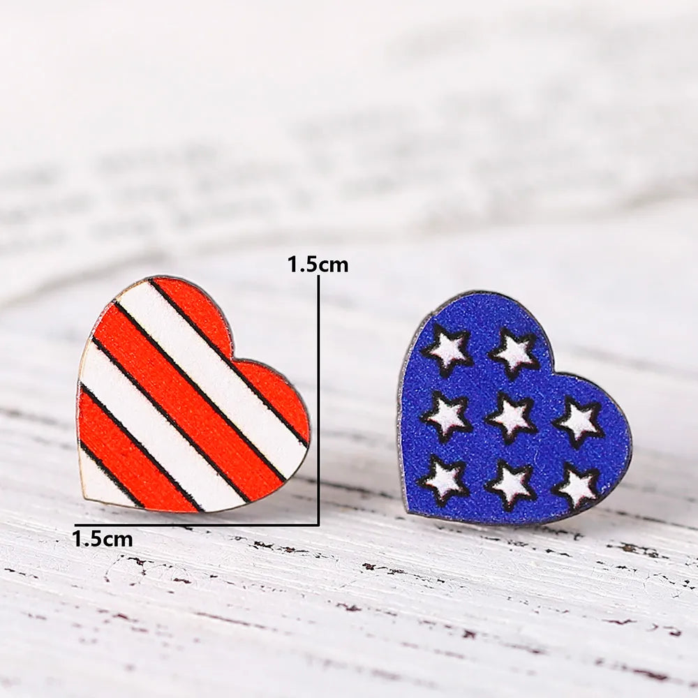 1 Pair Retro Star Wood Ear Studs