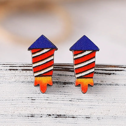 1 Pair Retro Star Wood Ear Studs