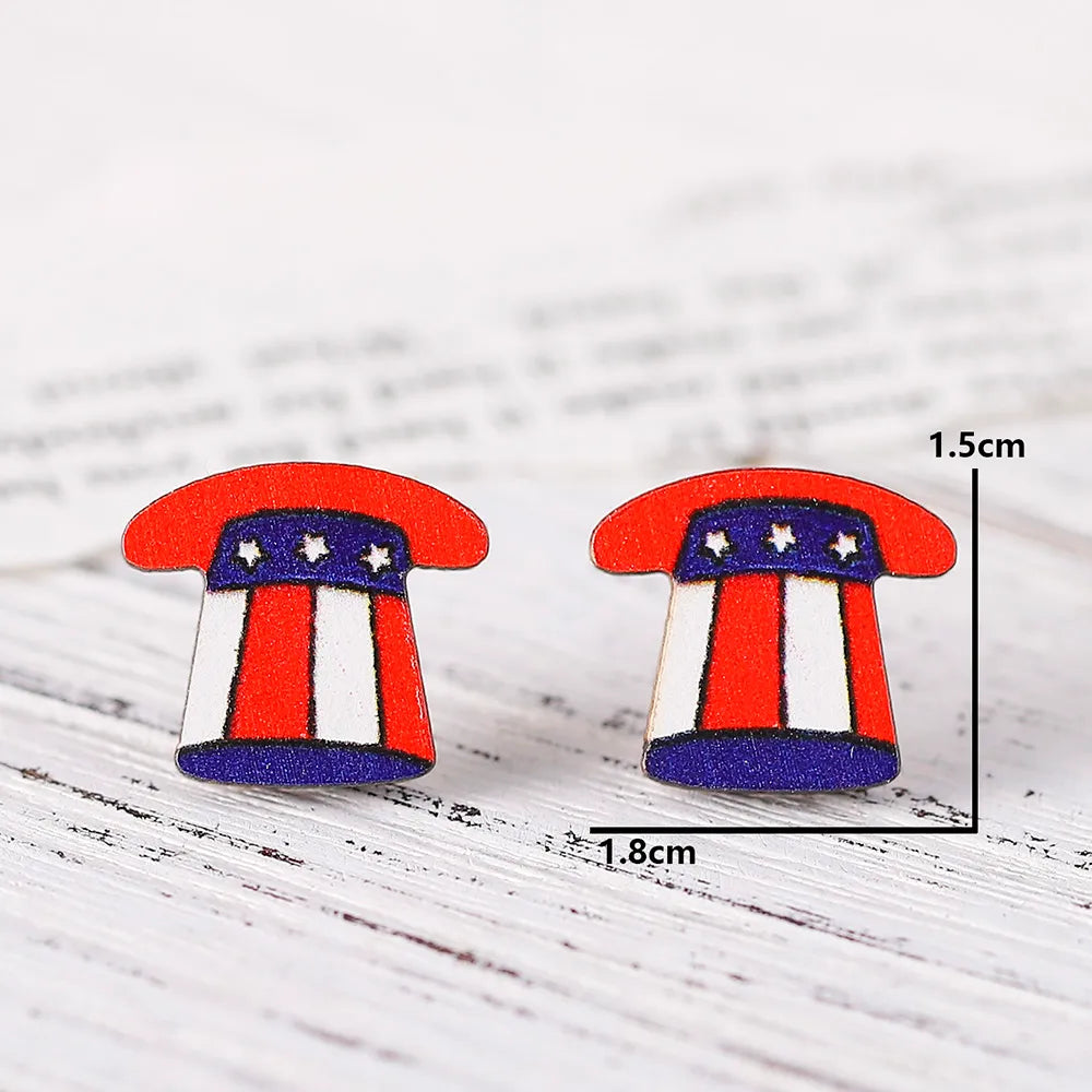 1 Pair Retro Star Wood Ear Studs