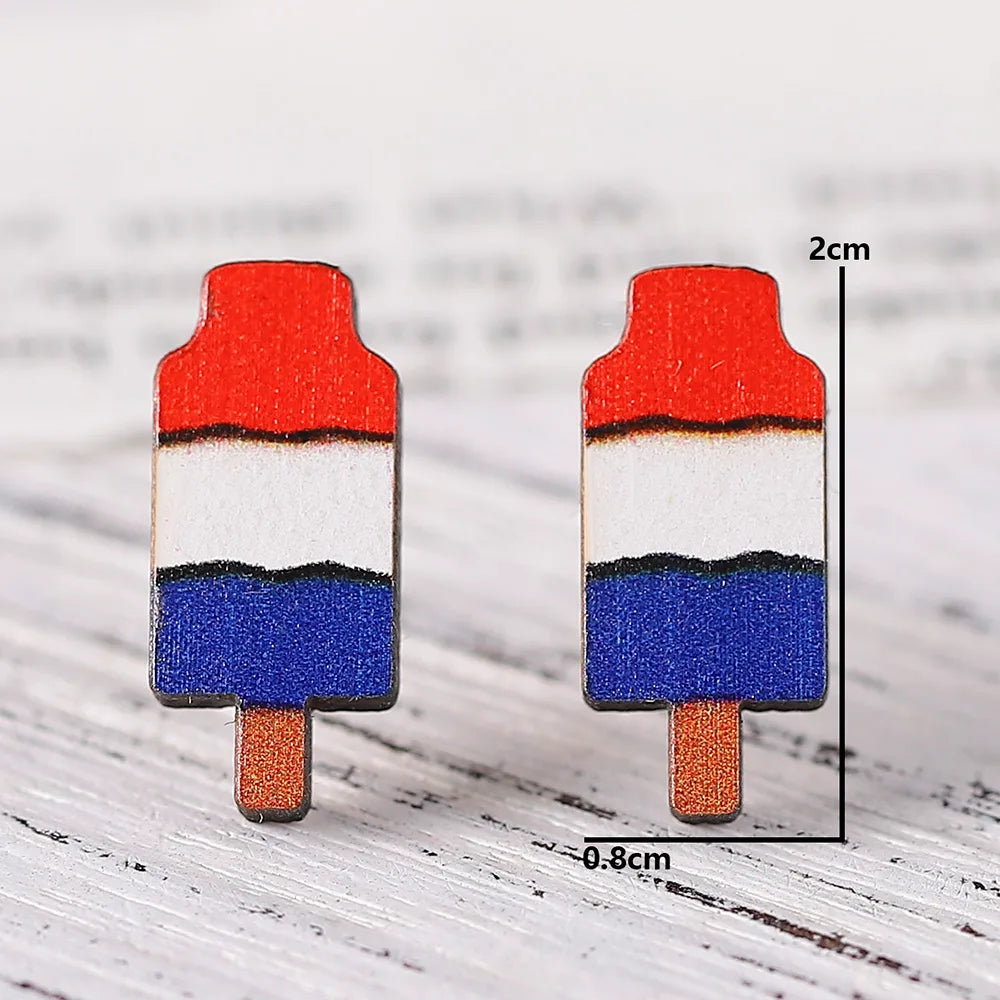 1 Pair Retro Star Wood Ear Studs