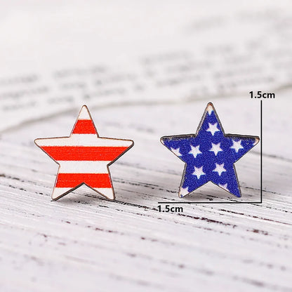 1 Pair Retro Star Wood Ear Studs