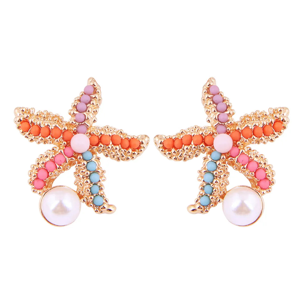 1 Pair Retro Starfish Plating Alloy Ear Studs