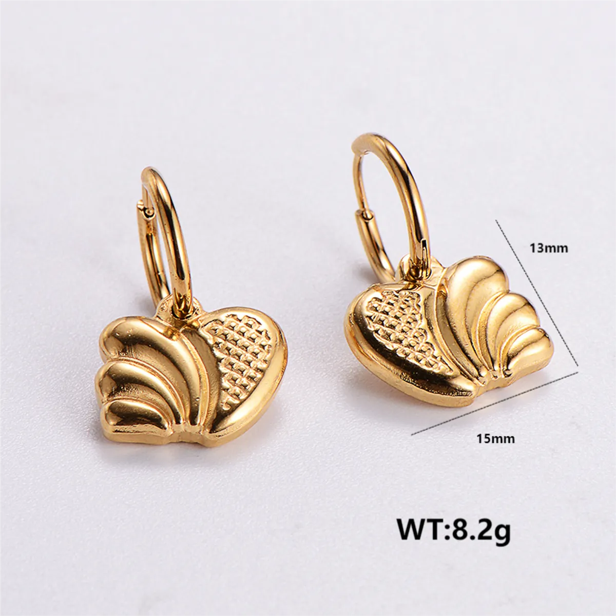 1 Pair Retro Streetwear Geometric Heart Shape Plating Stainless Steel 24k Gold Plated Drop Earrings