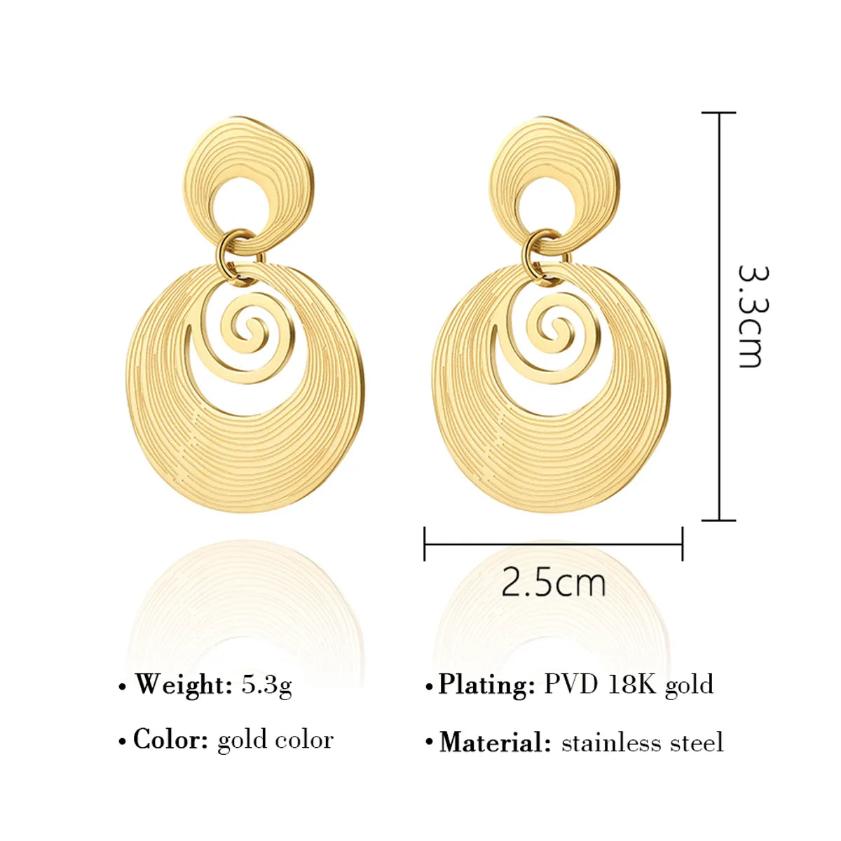 1 Pair Retro Streetwear Geometric Plating Stainless Steel 18k Gold Plated Drop Earrings