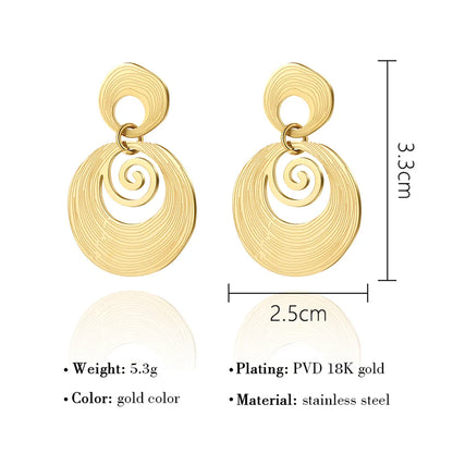 1 Pair Retro Streetwear Geometric Plating Stainless Steel 18k Gold Plated Drop Earrings