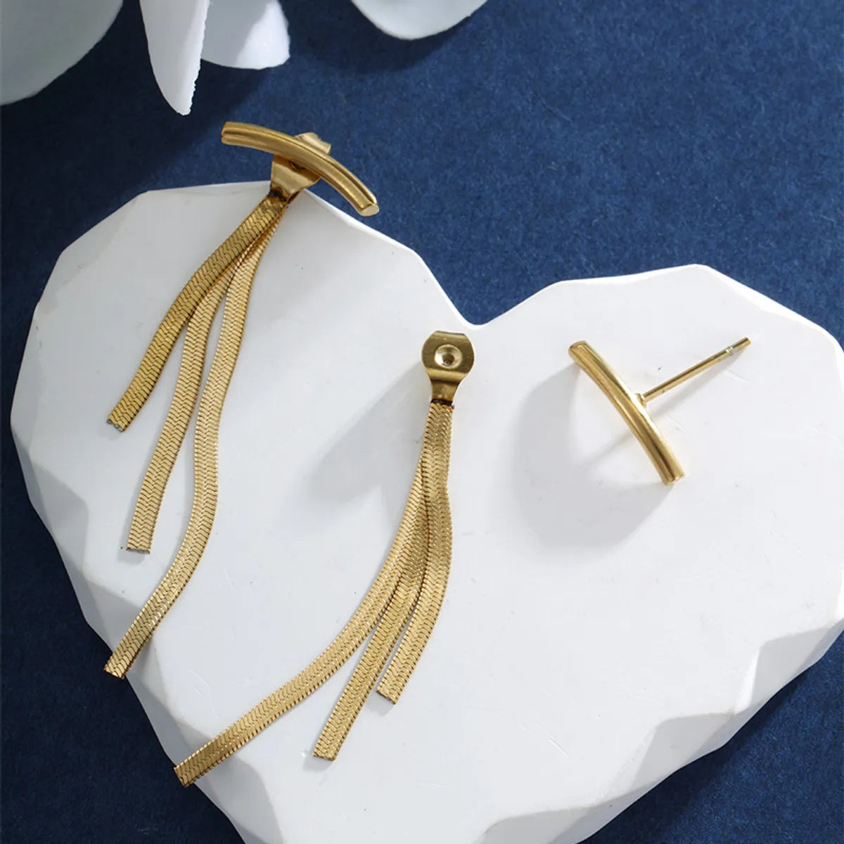 1 Pair Retro Streetwear Geometric Square Tassel Plating 304 Stainless Steel 18K Gold Plated Drop Earrings