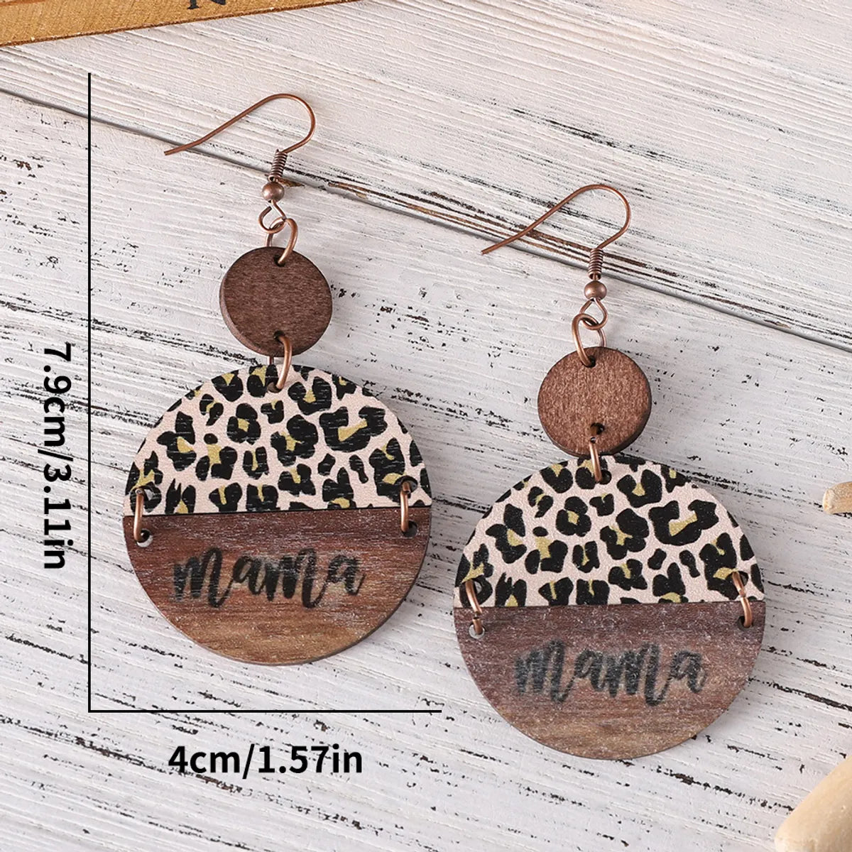 1 Pair Retro Streetwear Leopard Wood Drop Earrings