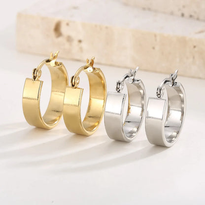 1 Pair Retro Streetwear Solid Color Stainless Steel Plating 18k Gold Plated Hoop Earrings