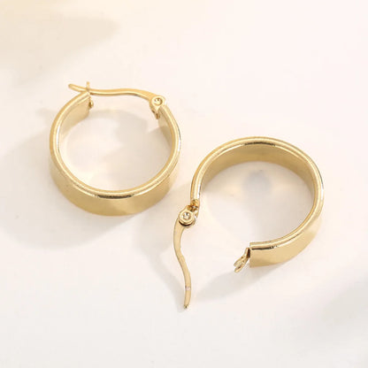 1 Pair Retro Streetwear Solid Color Stainless Steel Plating 18k Gold Plated Hoop Earrings