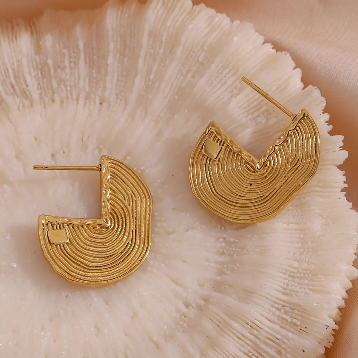 1 Pair Retro Stripe Stainless Steel Plating Ear Studs