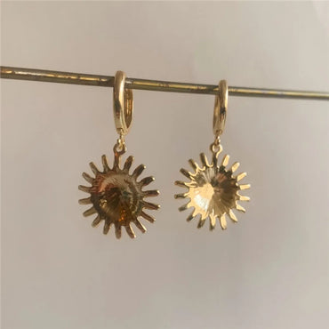 1 Pair Retro Sun Plating Metal Gold Plated Drop Earrings