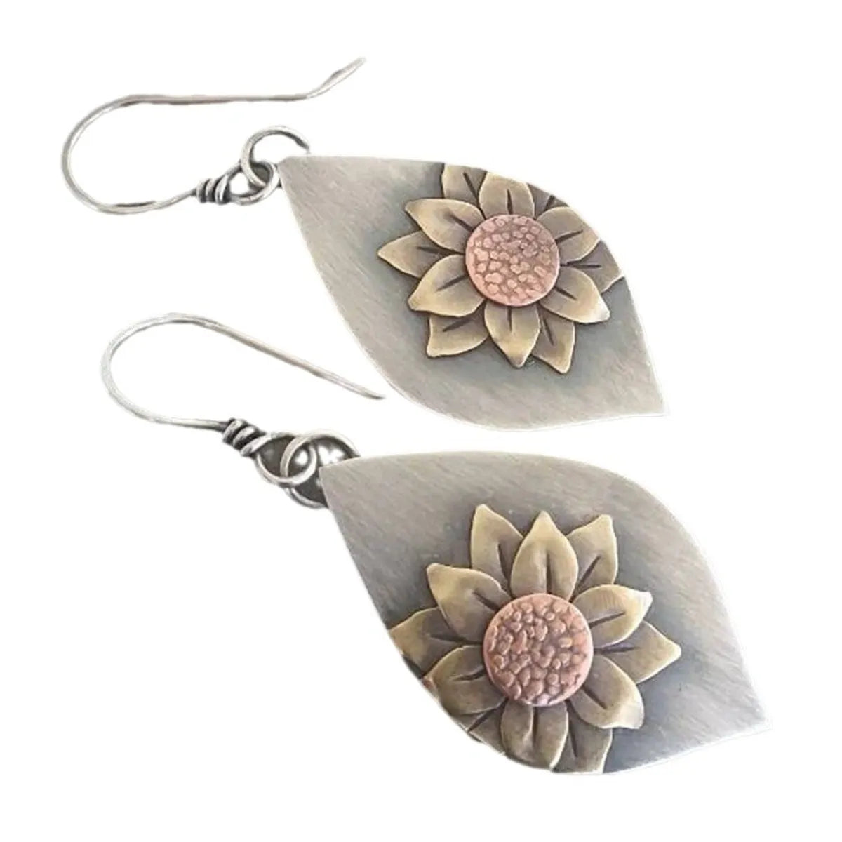 1 Pair Retro Sunflower Round Oval Alloy Ear Hook