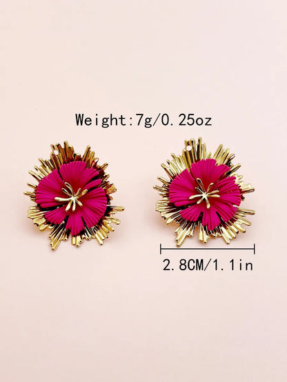 1 Pair Retro Sweet Flower Polishing Plating 304 Stainless Steel 14K Gold Plated Ear Studs